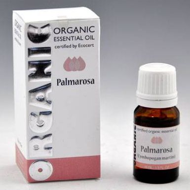 <B>HE - PALMAROSA - ORGANIC</B><br>Cymbopogon martinii<BR>AUROSHIKA - 100% ORGANIC<br>10 ml